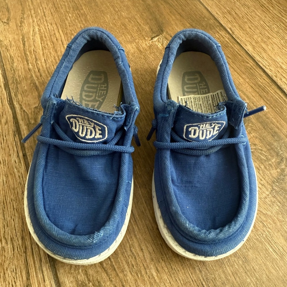 Hey Dude Blue Moccasin Shoes with Canvas Upper